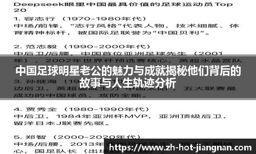 中国足球明星老公的魅力与成就揭秘他们背后的故事与人生轨迹分析
